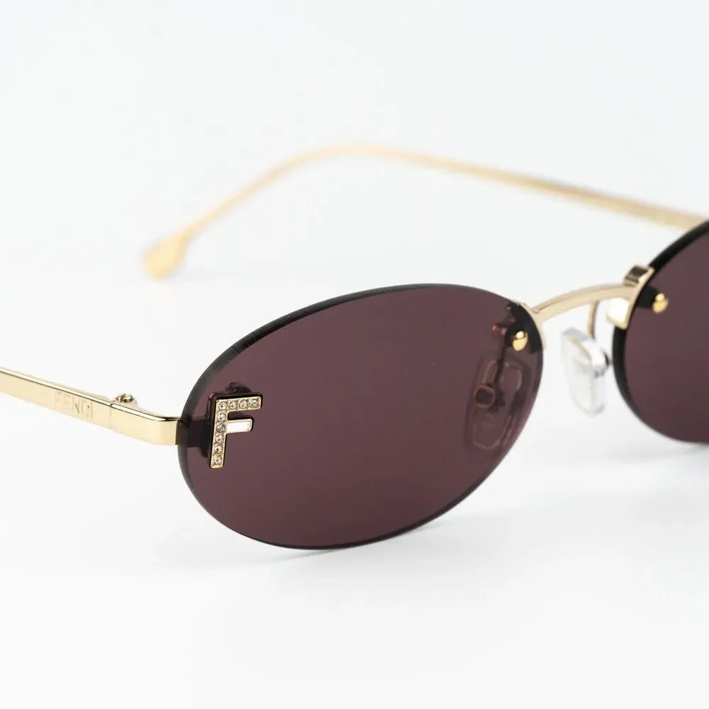 Fendi FIRST CRYSTAL Men Sunglasses Gold Violet Oval FE4075US 30Y AUTHENTIC